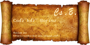 Csákó Borisz névjegykártya